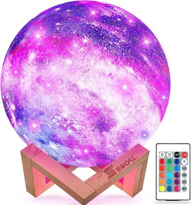 China Modern Amazon Best Seller 16 Colors Moon Bedroom Baby Night Light Printing Rechargeable 3D Star Moon Light Lamp With Remote Control for sale