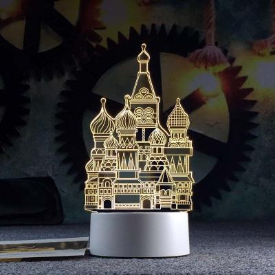 China Ramadan Mubarak Party Decor Eid Muslim Christmas Islam Islamic Illusion Castle 3D Led Night Light Colorful Night Light for sale