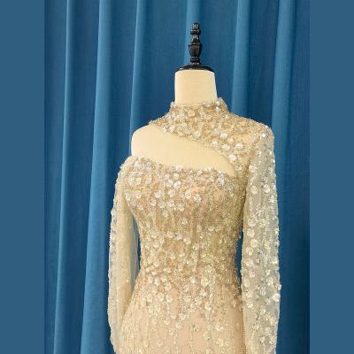 China OEM Factory Breathable Mermaid One-shoulder Luxurious Sparkle Dress Used Dress In Germany Long Sleeve Evening Dresses for sale