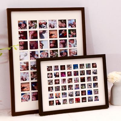 China Simplicity Modern Multi-picture Hanging Picture Frame Grid Couple DIY Splicing Solid Wood Memorial Frame for sale