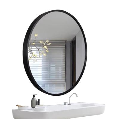 China Bathroom Minimalist Mirror Simple Wall Mounted Aluminum Alloy Mirror Round Dressing Mirror for sale