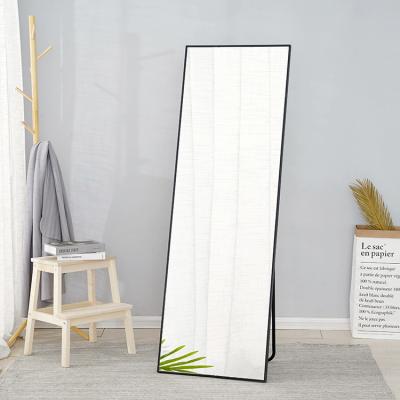 China Minimalist Mirror Living Room Wall Mounted Aluminum Alloy Frame Full Metal Mirror Vertical Floor Mirror for sale