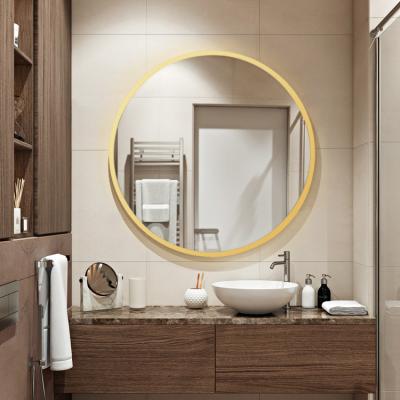 China Luxury Nordic modern style decoration metal frame 16 inch round bathroom mirror for sale