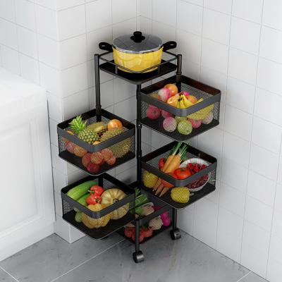 China Kitchen Stainless Steel Shelf Basket Movable Rotating Multilayer Multi-Layer Vegetable Rack Viable for sale