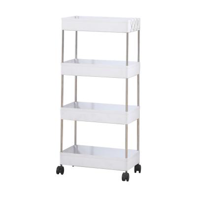 China Kitchen Sustainable Carbon Steel Trolley Mobile Multifunctional Storage Rack Shelf for sale