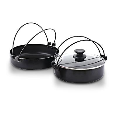 China General Use For Gas And Induction Cooker 24 26 28cm Black Easy Clean Layer Nonstick Coating Hot Pot With Handle For Outdoor Vending Tool for sale