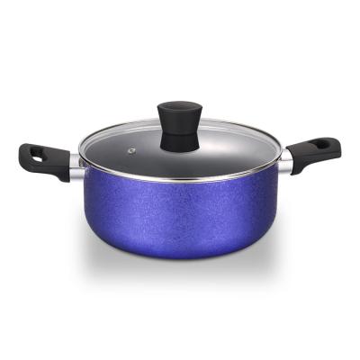 China 26cm Long Last Spiral Base Press Casserole Durable Black Nonstick Coating Blue Aluminum Cookware Set For Kitchenware for sale