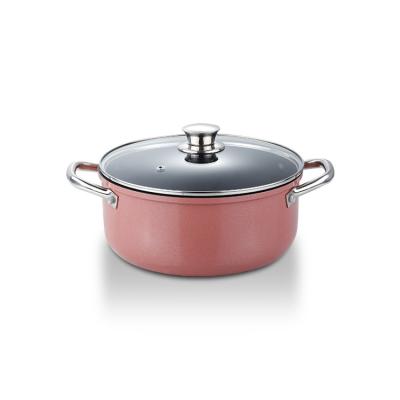 China Safe Forged Classic Non-Stick Coated Aluminum Cookware 26cm Dishwasher Safe Casserole Ray Pink for sale