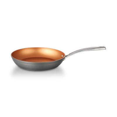 China Traditional Non- Durable Aluminum 24CM Copper Stick Coated Easy To Clean Induction Bottom Forged Hard Anodized Frying Pan Cookware for sale