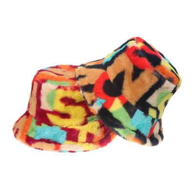 China Fashion Autumn Winter Fur Character Bucket Hat Wholesale Casual Thick Wide Plush Eaves Fur Sherpa Hat for sale