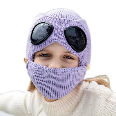 China Soft/comfortable winter/autumn breather keep shinny warm color full sequin beanie hat sun glasses wire mask hat 2pcs set for sale