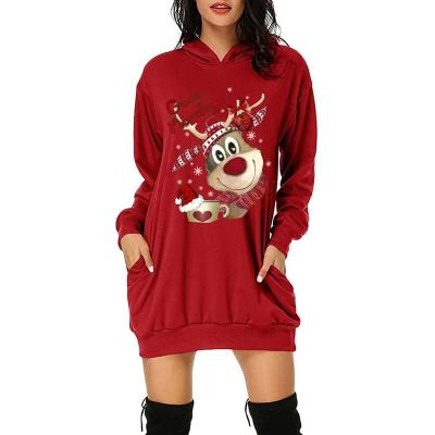 China 2022 New Arrival Anti-wrinkle Winter Pullover Print Mid-Length Pocket Women's Hoodie for sale