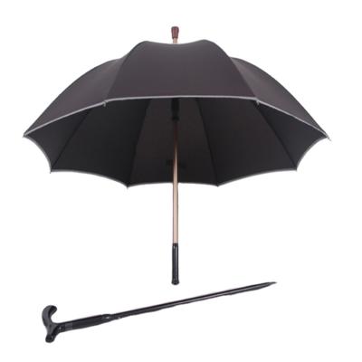 China Minimalist Custom Adjustable Long Handle Umbrella Elderly Walking Stick Non-Slip Umbrella for sale