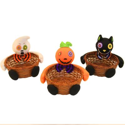 China Adorable Weaving Basket Halloween Cotton Bamboo Candy Basket Halloween Candy Basket for sale