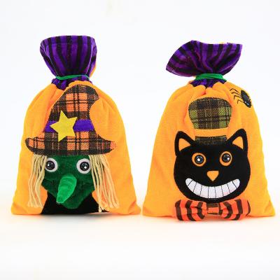 China Candy Bag Halloween Decorating Pumpkin Wholesale Gift Bags Cotton Halloween Candy Bag for sale