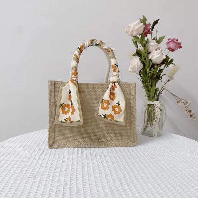 China Food Grade Logo Leather Straps Canvas Burlap Custom Made 2022 New Style Eco-friendly Tote Jute Bag for sale