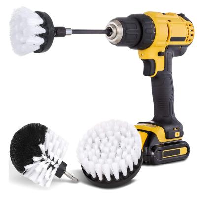 China Cleaning/Polishing 3 in 1 Round Plastic Cleaning Brush Tool Kit Electric Drill Brush Kit for Carpet Glass Car Tires Nylon for sale