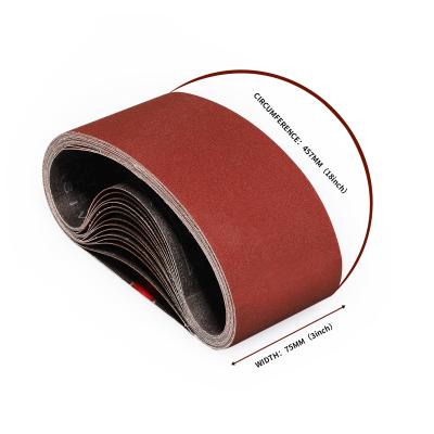 China Durable 75*475mm Aluminum Oxide Abrasive Tools Belt Sand Paper Sanding Belt For Floor Woodworking Industry for sale