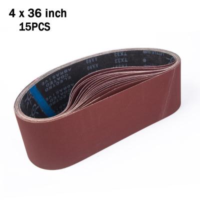 China 4x36 Inch 100 x 915 Millimeter Polishing Sanding Belt, 80/120/150/240/400 Grit Sander Belts Set 3 for Belt Sander 15 Pieces for sale