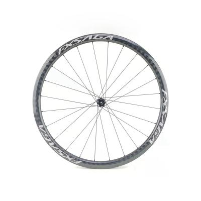 China Road Bikes Black Rim Carbon Fiber 24 Holes Road Bicycle Wheel Bicycle Wheel Anvil Type for sale