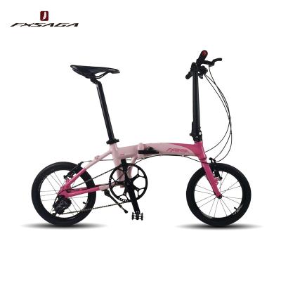 China FXSAGA Aluminum Curved Frame 16 Inch Aluminum Alloy Two Color Paint 3 Speed ​​Folding Bicycle Folding Bicycle for sale