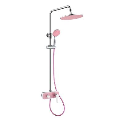 China Modern Made In China Bath Room Shower Sets Thermostatic Pink Shower Bath Faucets Mixer for sale