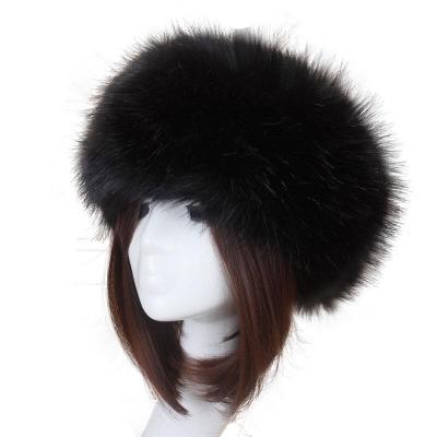 China Sale Letter F Winter Warm Outdoor Winter Ear Warmer Faux Fur Fluffy Headband Ski Hat Headband Women Girl for sale