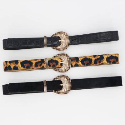 China Fashion Belt Buckle Metal Vintage PU Leopard Print Leather Belt Accessory Trendy Belt for sale