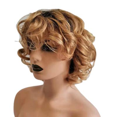 China High Quality Women's 1B/27 Brazilian Hair Short Hair Wigs Elegant And Popular Curly Curly Curly Hairpiece for sale