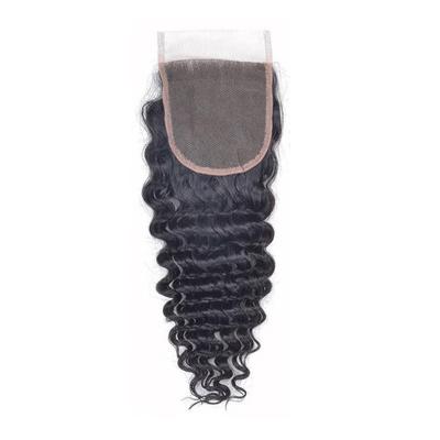 China Hair Deep Wave Lace Up 4*4 Women Hairpieces Full Closure Transparent Hairpieces Replacement Lace Hair Wigs for sale