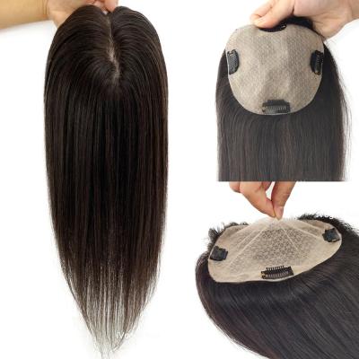 China Topper Color Black Brown Virgin Good Quality Straight Woman Clip In Silk Hair for sale