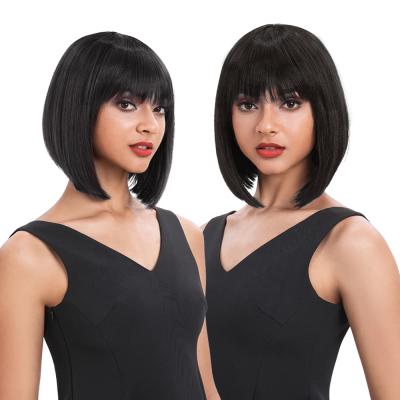 China St Bq Cheapest None Lace Wigs Bob Bangs Wig Machine Made Remy Hair Human Hair Women for sale