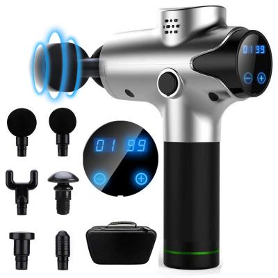 China 2020 Head Rechargeable Cordless Body Percussion Massage Gun 6 Recover Gun Massager With Base for sale