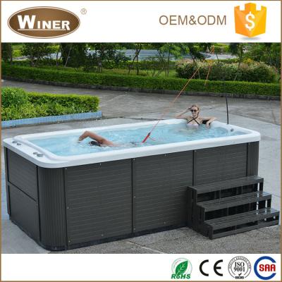 China Outdoor Swim Spa / Swimming Pool CE Approved Cheap 4400mm Large Freestanding Acrylic Whirlpool Massage Used Balboa Swim Spa With Colored Laser Light for sale