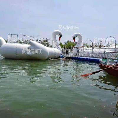 China Fun Bridge HAILBS-03-011 Water Swan Inflatable Trampoline On Water for sale