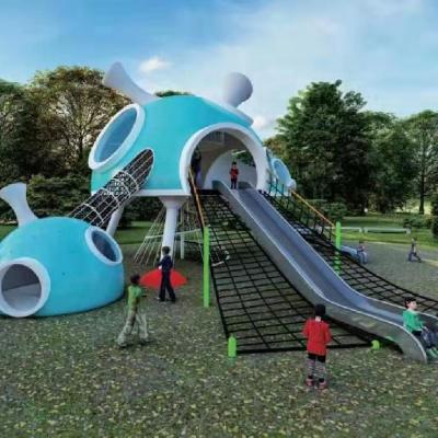 China Indoor Playground & outdoor playground amusement park steel structure slide with climbing net for sale