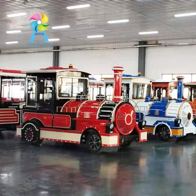 China Fiberglass+Sale AX-TT16-12 Children's Electric Train Playground Steel Hot Amusement Park Trackless Train For Sale for sale