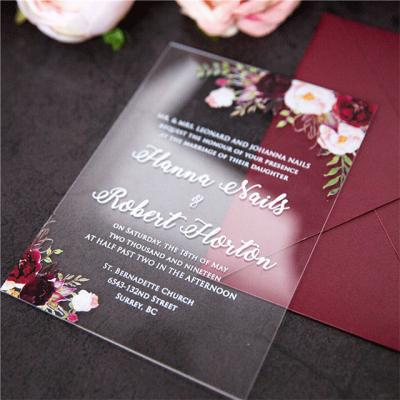 China Inch 5*7 Acrylic Customized Invitation Card Luxury Wedding Party Card Acrylic Wedding Invitation for sale