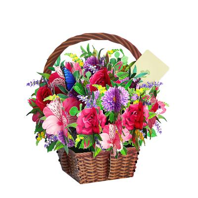 China Mixed gift flower basket with message for mother of the pop flower card sweet gift the greeing card for sale