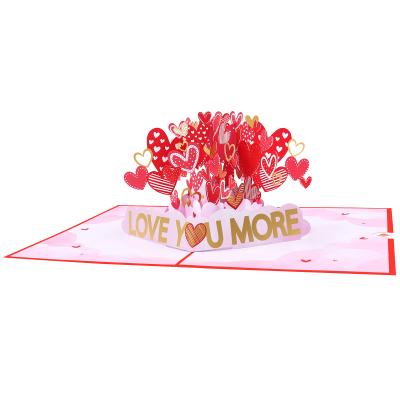 China Card Europe/America/Oceania Romantic LOVE YOU MORE Customize Greeting Cards Supplies Valentine's Pop Cards for sale