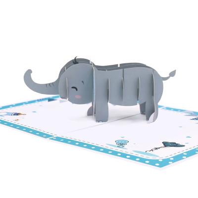 China 3D PAPER BLUE ELEPHANT POP UP GREETING CARD BOYS GIFT for sale