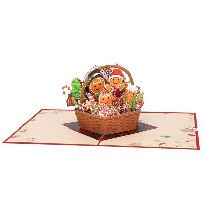 China Europe Christmas Gingerbread Basket Happy New Year Christmas Cards Envelope 3d Funny Christmas Cards for sale