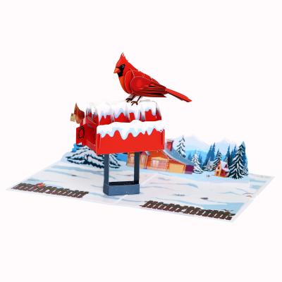 China Europe Customized Logo Birthday Gift Cardinals Postman With Message Card Blank 3d Pop Up Cards for sale