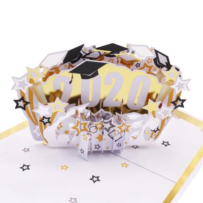 China Graduation Hat PAPER Pop Up Graduation Party Invitation Cards Greeting Card Study Room Decoration 3d Greeting Cards for sale