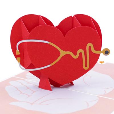 China Peper Wedding Invitation Card Heart Shape Handmade Greeting Card Valentine's Day Mother's Day Cards 3D Pop Up Home Decor for sale