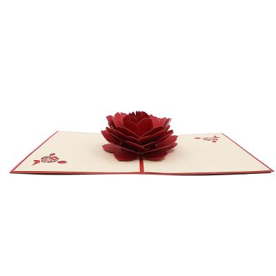 China 3D Flower Pop Up Rose Pop Up Greeting Card Mothers Day Valentines Day Gift For Her for sale