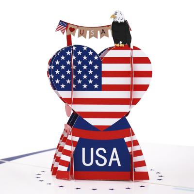 China USA American Love Mug With Pop Of The Owl Independence Day Party 4th USA Decoration Greeting Card Home Pop Up Card July 3d Up Card of paper for sale