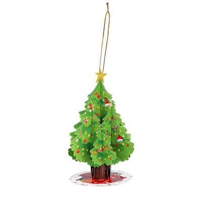 China 3d Christmas Pop Up Christmas Mini Tree Ornament 5 Pcs Cards Christmas Tree Christmas Ornaments for sale