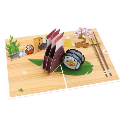 China Artificial sushi pop up card for gift decoration handmade 3d card greeting cards for sale