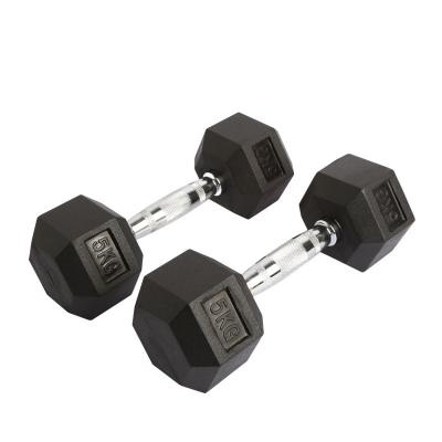 China Rubber Covered Dumbbell Promotional Commercial Home Use Hex or Rubber Octagon Gym Dumbbell Weight Set for sale